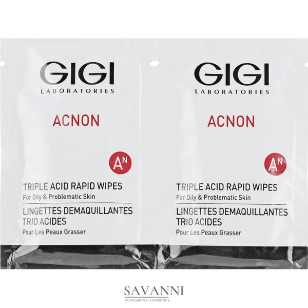 Влажные спонжи с кислотой Gigi Acnon Triple Acid Wipes, 30 шт GG27120 фото 2 savanni.com.ua