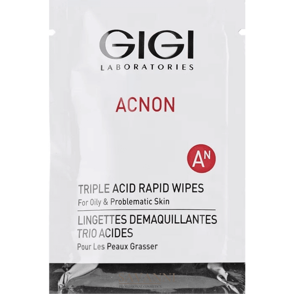 Вологі спонжі з кислотою Gigi Acnon Triple Acid Wipes, 30 шт GG27120 фото 3 savanni.com.ua