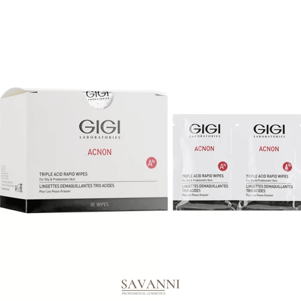 Влажные спонжи с кислотой Gigi Acnon Triple Acid Wipes, 30 шт GG27120 фото 1 savanni.com.ua