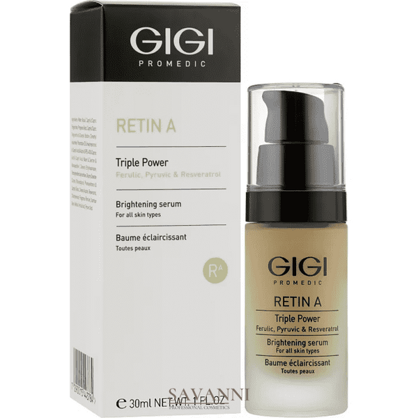 Сироватка освітлююча Gigi Retin A Triple Power Brightening Serum для всіх типів шкіри обличчя, 30 ml GG33082 фото 4 savanni.com.ua